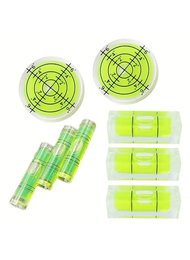 8 Pcs Precision Bubble Level Tool Set With 2 Round 3 Cylinder 3 Cuboid - Image 1