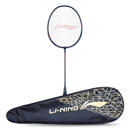 Li-Ning Mega Power 9 - (Strung) Aluminum Badminton Racket With Full Cover( Black / Gold, Pack of 1) - Image 1