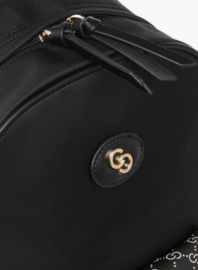 Celeste Women's Monogram Print Backpack with Adjustable Straps and Zip Closure - 24x14x39 cm - Image 5
