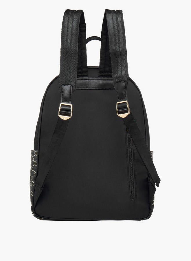 Celeste Women's Monogram Print Backpack with Adjustable Straps and Zip Closure - 24x14x39 cm - Image 4