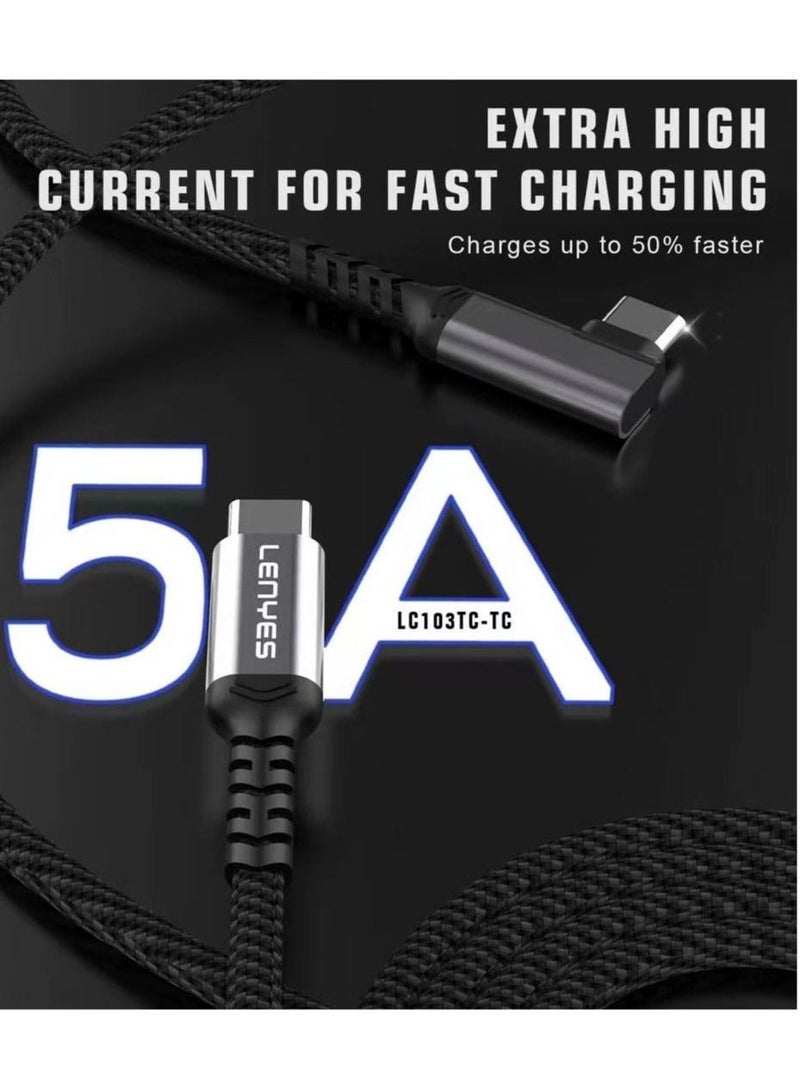 Lenyes Fast Charging Data Cable Type C to C 1.5m, 100W - Image 2
