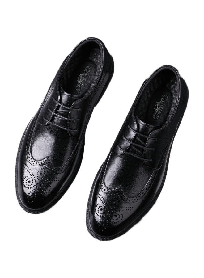 CARTELO Men'S Shoes, British Brogue Leather Shoes, Cowhide Casual Trendy Formal Shoes 9334, Black, Size 38 - Image 1