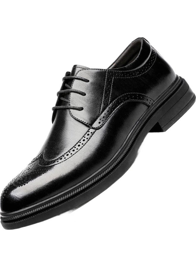 CARTELO Men'S Shoes, British Brogue Leather Shoes, Cowhide Casual Trendy Formal Shoes 9334, Black, Size 38 - Image 3