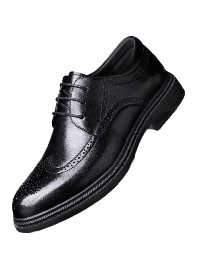 CARTELO Men'S Shoes, British Brogue Leather Shoes, Cowhide Casual Trendy Formal Shoes 9334, Black, Size 38 - Image 2