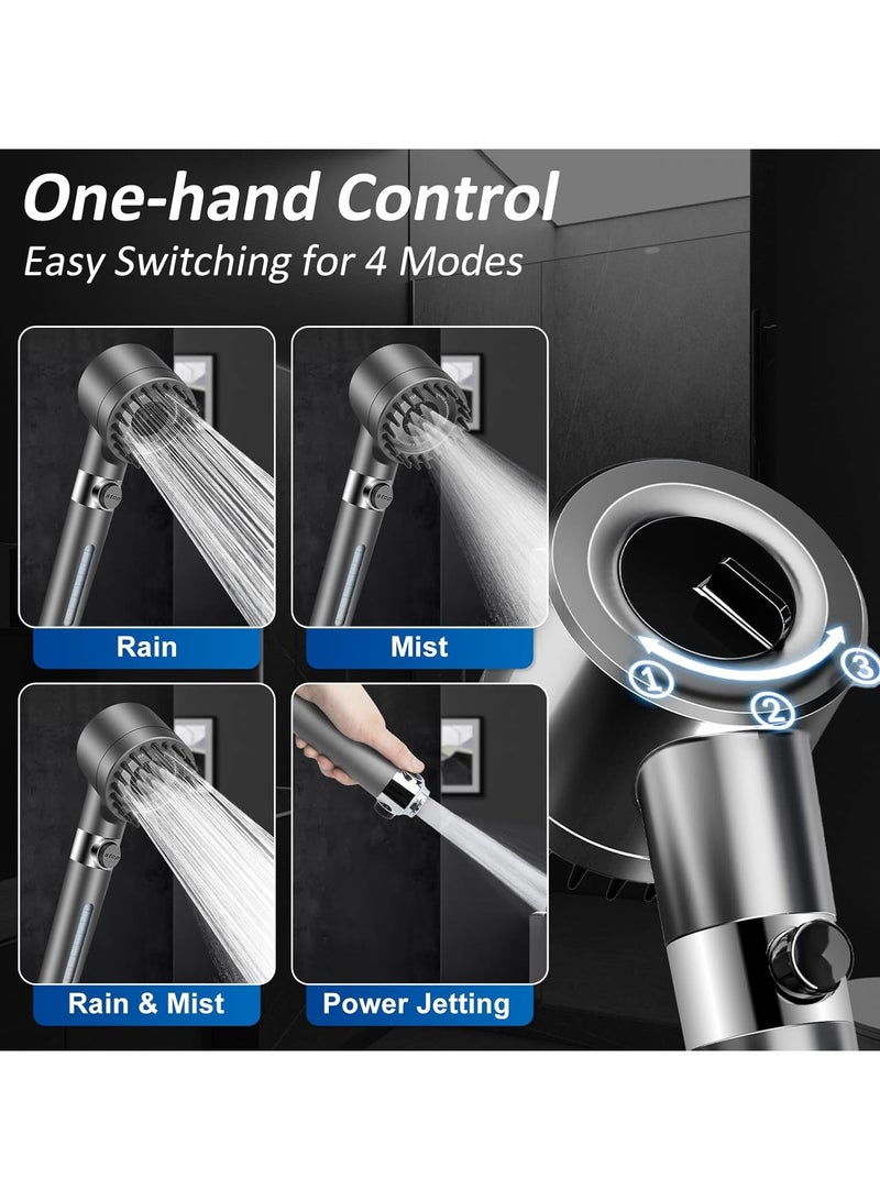 ABJ Shower Head with Handheld – High-Pressure, High-Flow Showerhead for Low Water Pressure, Includes 60" Hose, Bracket, and Rubber Washers. - Image 3