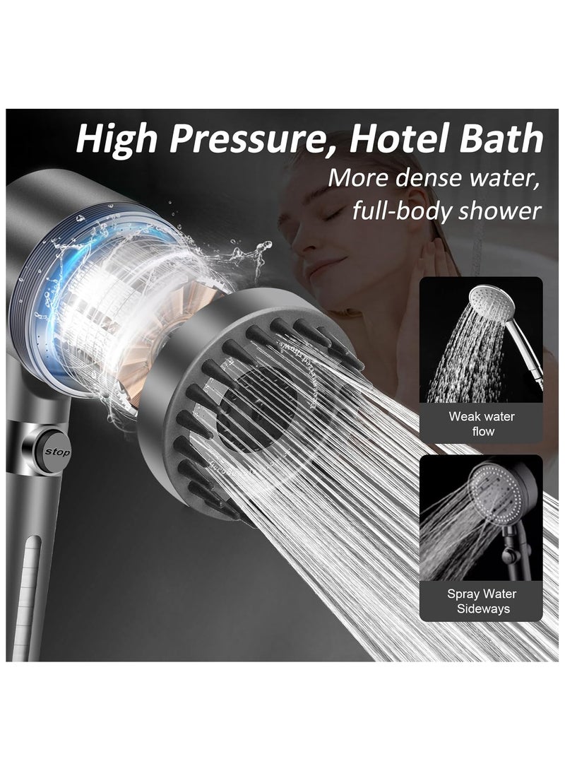 ABJ Shower Head with Handheld – High-Pressure, High-Flow Showerhead for Low Water Pressure, Includes 60" Hose, Bracket, and Rubber Washers. - Image 4
