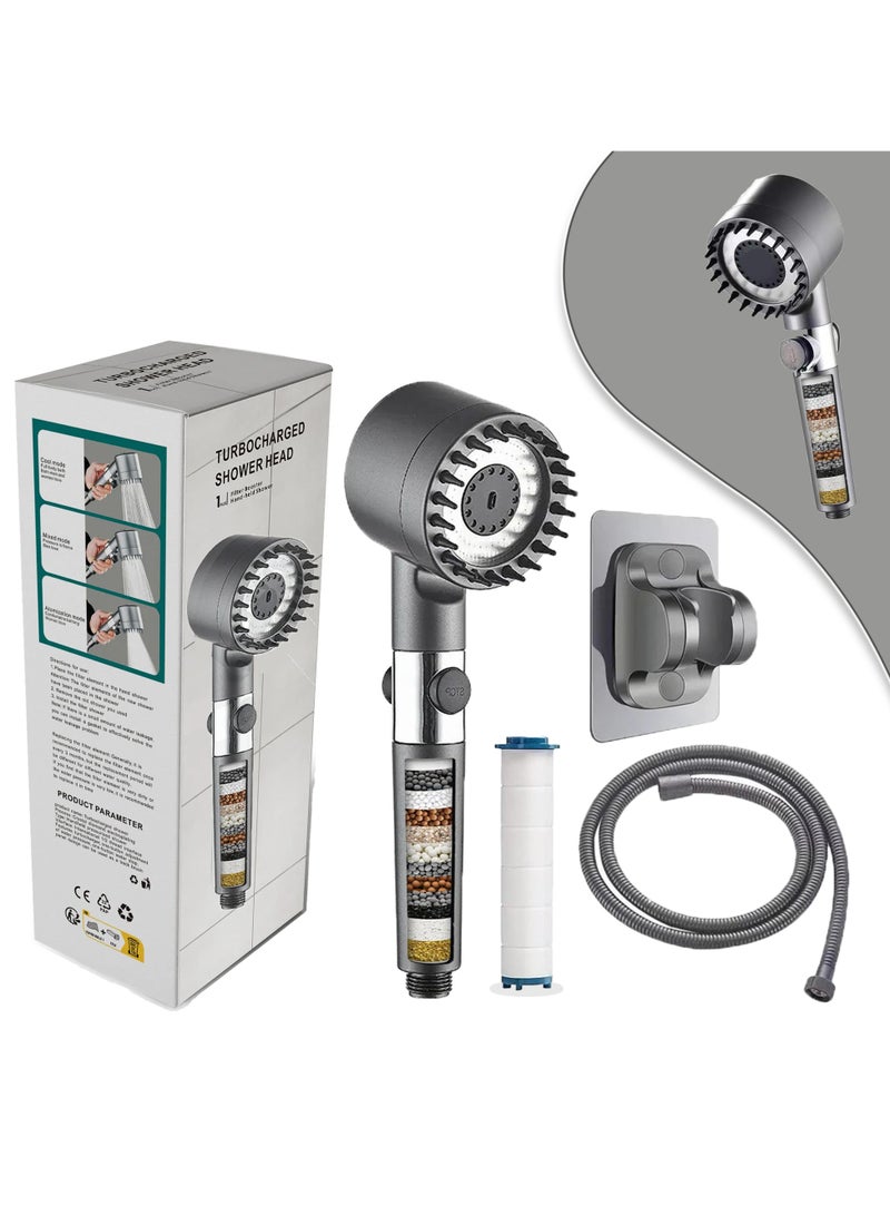 ABJ Shower Head with Handheld – High-Pressure, High-Flow Showerhead for Low Water Pressure, Includes 60" Hose, Bracket, and Rubber Washers. - Image 1
