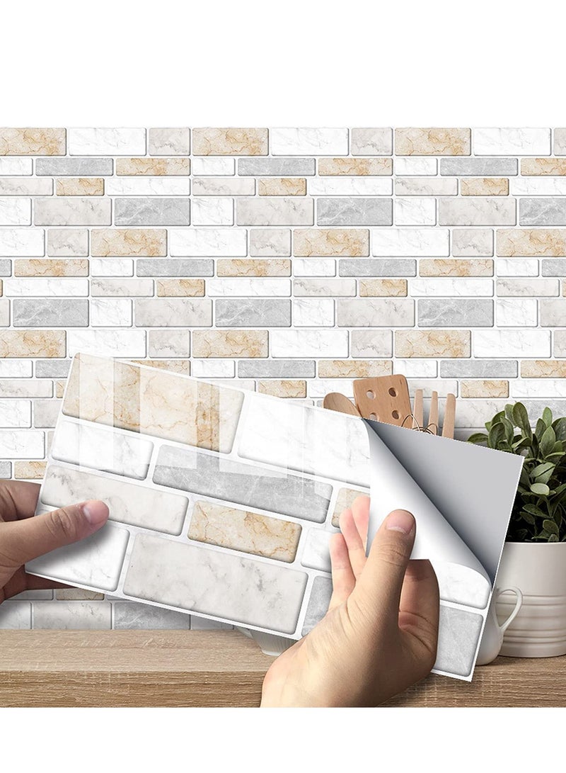 SOLARAE Peel and Stick Wall Tile Stickers for Kitchen Bathroom Black White Marble Style Self Adhesive Backsplash Home Decor 27pcs/Set (10 x 20cm) - Image 1