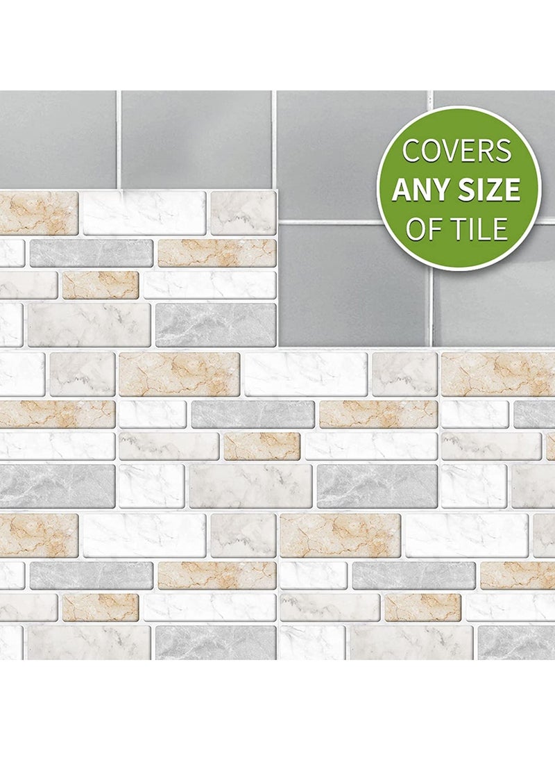 SOLARAE Peel and Stick Wall Tile Stickers for Kitchen Bathroom Black White Marble Style Self Adhesive Backsplash Home Decor 27pcs/Set (10 x 20cm) - Image 2