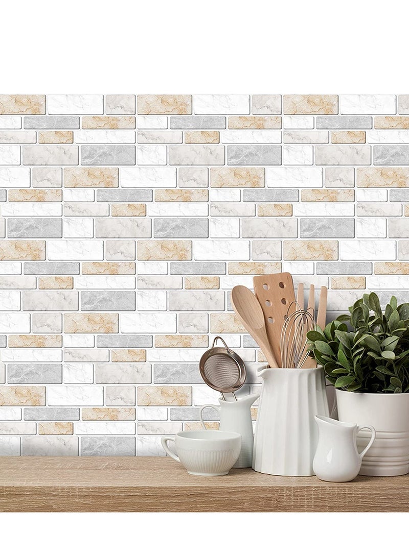 SOLARAE Peel and Stick Wall Tile Stickers for Kitchen Bathroom Black White Marble Style Self Adhesive Backsplash Home Decor 27pcs/Set (10 x 20cm) - Image 4