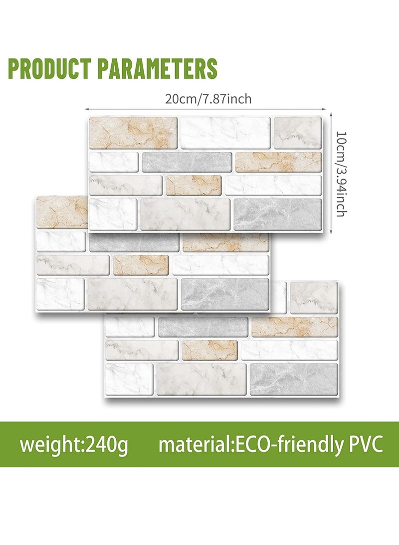 SOLARAE Peel and Stick Wall Tile Stickers for Kitchen Bathroom Black White Marble Style Self Adhesive Backsplash Home Decor 27pcs/Set (10 x 20cm) - Image 3