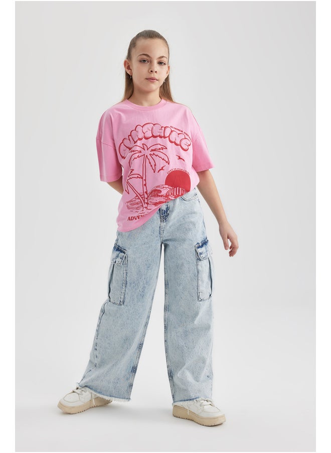 DeFacto - Girl Oversize Fit Knitted Short Sleeve Body - Image 1