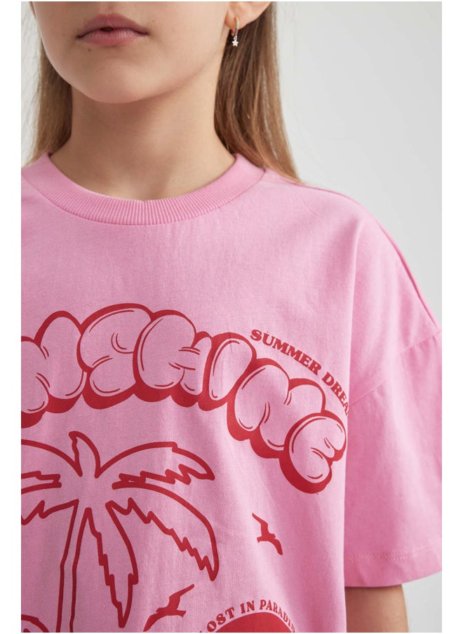 DeFacto - Girl Oversize Fit Knitted Short Sleeve Body - Image 1