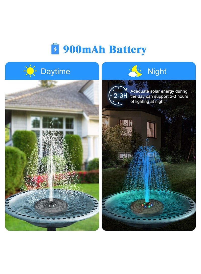 مضخة نافورة شمسية مع أضواء LED ملونة 6، مضخة مياه شمسية 3W مع 7 فوهات و4 قضبان مقاومة للاصطدام لتزيين نافورة الحديقة، حمام الطيور، وبركة الفناء - Image 2