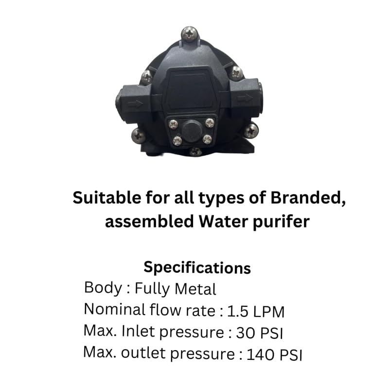 AquaUltra 100 GPD RO Booster Pump | 24V DC Diaphragm Pump with 100% Copper Winding | Thermal Overload Protection | Suitable All Assembled, Branded & Non-Branded Water Purifiers | 1 Year Warranty - Image 4