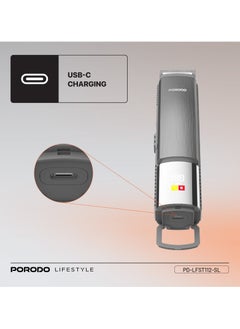 porodo Lifestyle 14-IN-1 Trimming & Grooming Kit with Length Customization & Stainless-Steel Blades / Hair Clippers for Hair Cutting / 90Min Working Time / Cord & Cordless Use / USB-C Charging Port / Rechargeable - Silver  - Image 5
