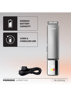 porodo Lifestyle 14-IN-1 Trimming & Grooming Kit with Length Customization & Stainless-Steel Blades / Hair Clippers for Hair Cutting / 90Min Working Time / Cord & Cordless Use / USB-C Charging Port / Rechargeable - Silver  - Image 4