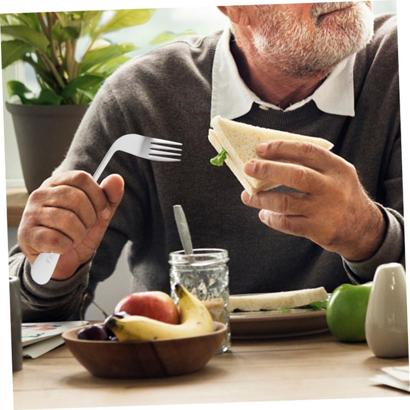 Angled Feeding Fork for Seniors Ergonomic Handle Self Eating Utensil for Elderly Patients - Image 3