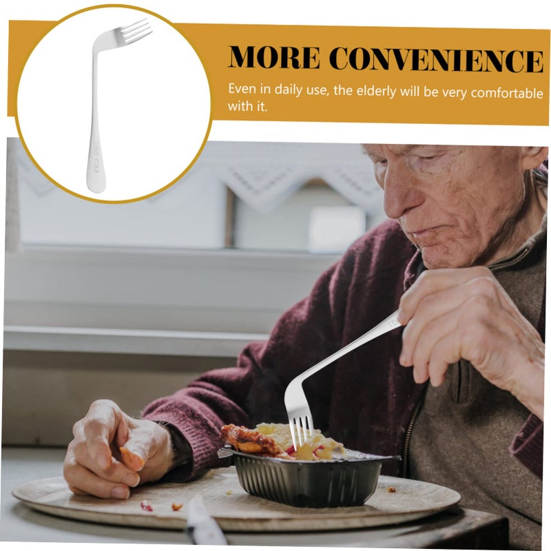 Angled Feeding Fork for Seniors Ergonomic Handle Self Eating Utensil for Elderly Patients - Image 5