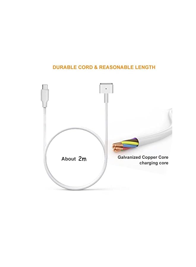 KASTWAVE Usb C To Magnetic T Tip Adapter Cable Cord For Macbook Air Pro After 2012 Year A1436 A1465 A1466 Md760 Md761 Md711 White Color Designed For 60W Fits 45W Mac Book Power Supply - Image 2