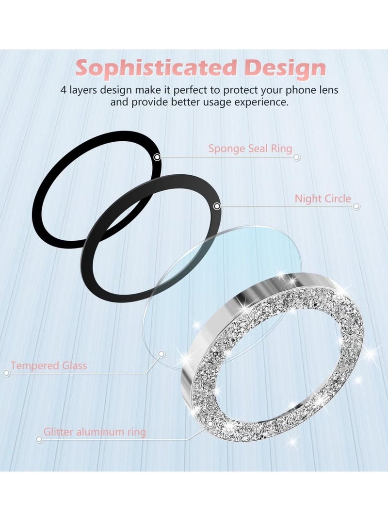Raxoom IP 16/16 Plus Camera Lens Protector – AR+AF Tempered Glass 9H Anti-Scratch Metal Individual Lens Cover, HD Clear Camera Accessories (Glitter Silver) - Image 5