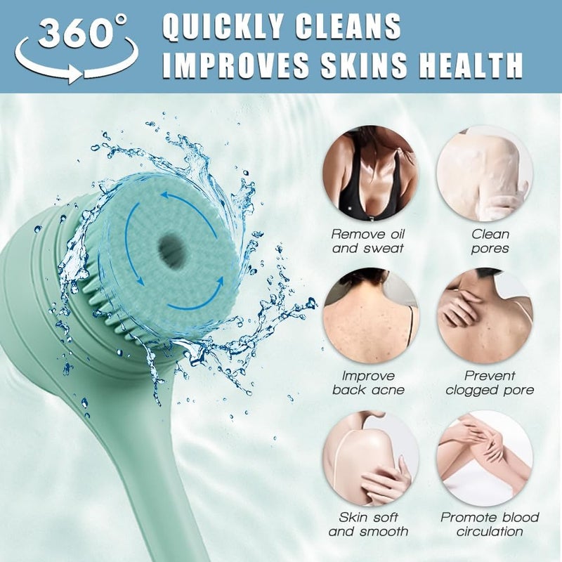 XASMA Electric Body Brush Back Scrubber for Shower Ipx7 Waterproof Back Scrubber for Shower Auto Spinning Exfoliating Massage Bath Brush RechargeableRotating Body Brushes with 5 Brush Heads - Image 2