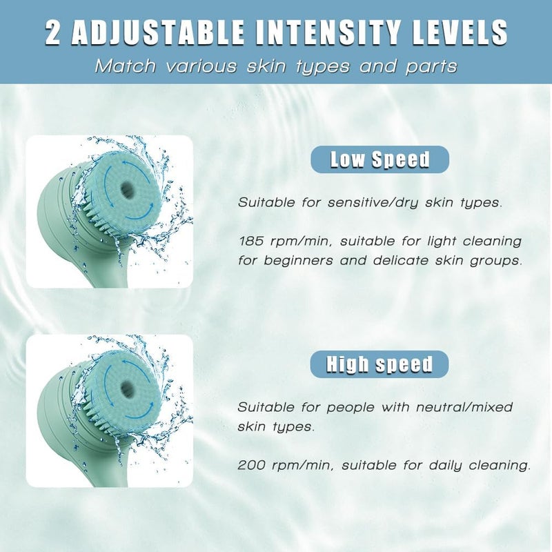 XASMA Electric Body Brush Back Scrubber for Shower Ipx7 Waterproof Back Scrubber for Shower Auto Spinning Exfoliating Massage Bath Brush RechargeableRotating Body Brushes with 5 Brush Heads - Image 5