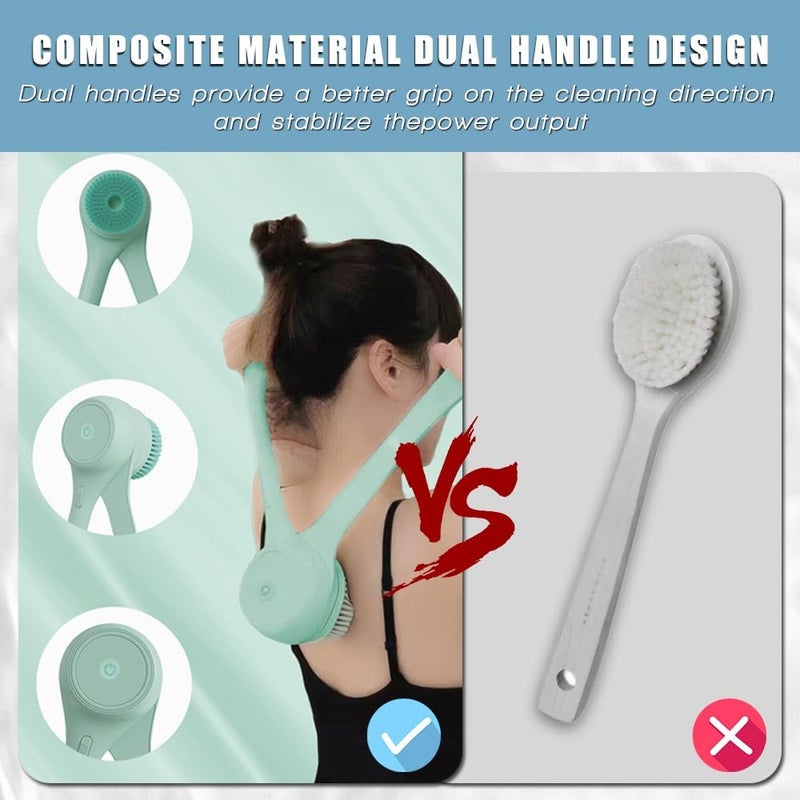 XASMA Electric Body Brush Back Scrubber for Shower Ipx7 Waterproof Back Scrubber for Shower Auto Spinning Exfoliating Massage Bath Brush RechargeableRotating Body Brushes with 5 Brush Heads - Image 3