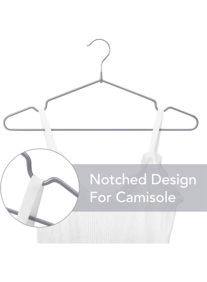 HOUSE DAY Grey 40 pack Metal Hangers For Clothes Heavy Duty Coat Hangers Adult Grey Hangers Wire Hangers 40 pack Clothing Hangers Non Slip Hangers Coated Metal Hangers Heavy Duty Space Saving Rubber 16" Strong - Image 4