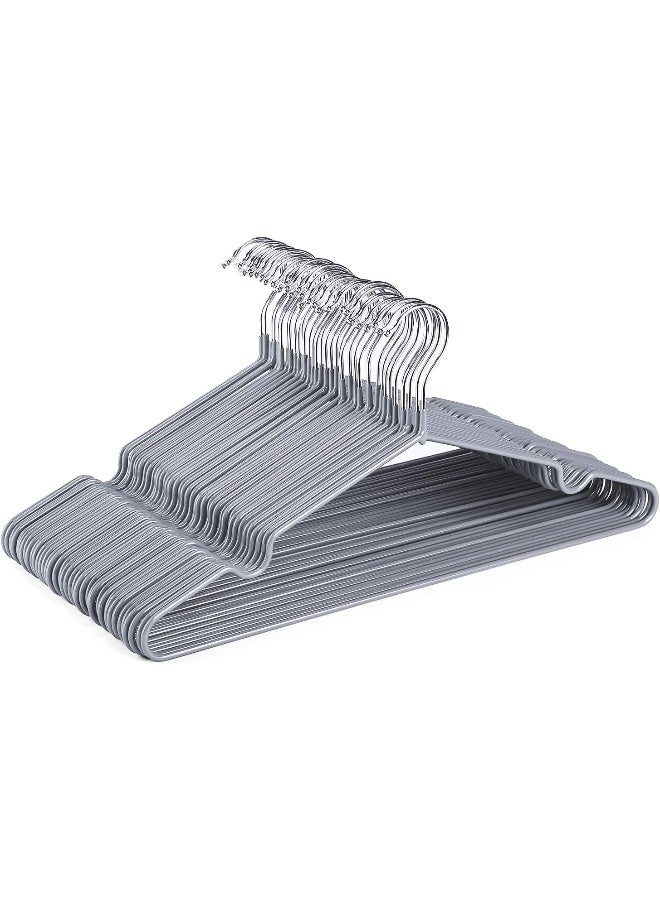 HOUSE DAY Grey 40 pack Metal Hangers For Clothes Heavy Duty Coat Hangers Adult Grey Hangers Wire Hangers 40 pack Clothing Hangers Non Slip Hangers Coated Metal Hangers Heavy Duty Space Saving Rubber 16" Strong - Image 1