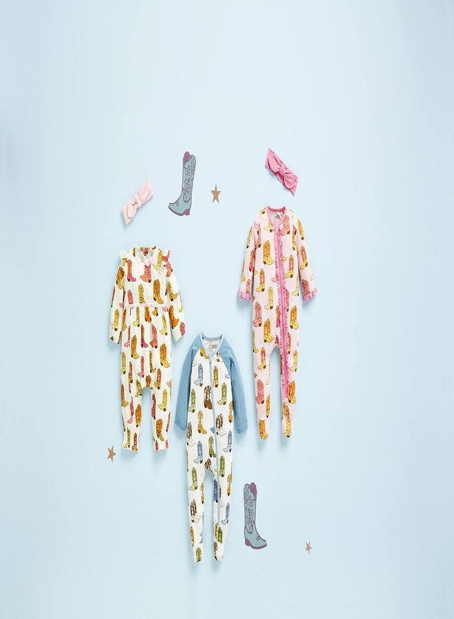 Mud Pie Baby Girls Cowgirl Boot Bodysuit, Pink, 12-18 Months - Image 2