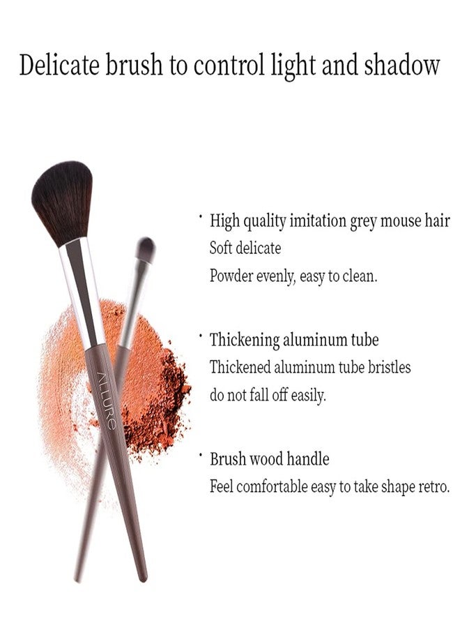 ALLURE Chocolate Brown Professional Makeup Brush Set, 4 Pieces, Synthetic Fiber, Wooden Handle, with Travel Bag, for Face and Eyes - Image 3
