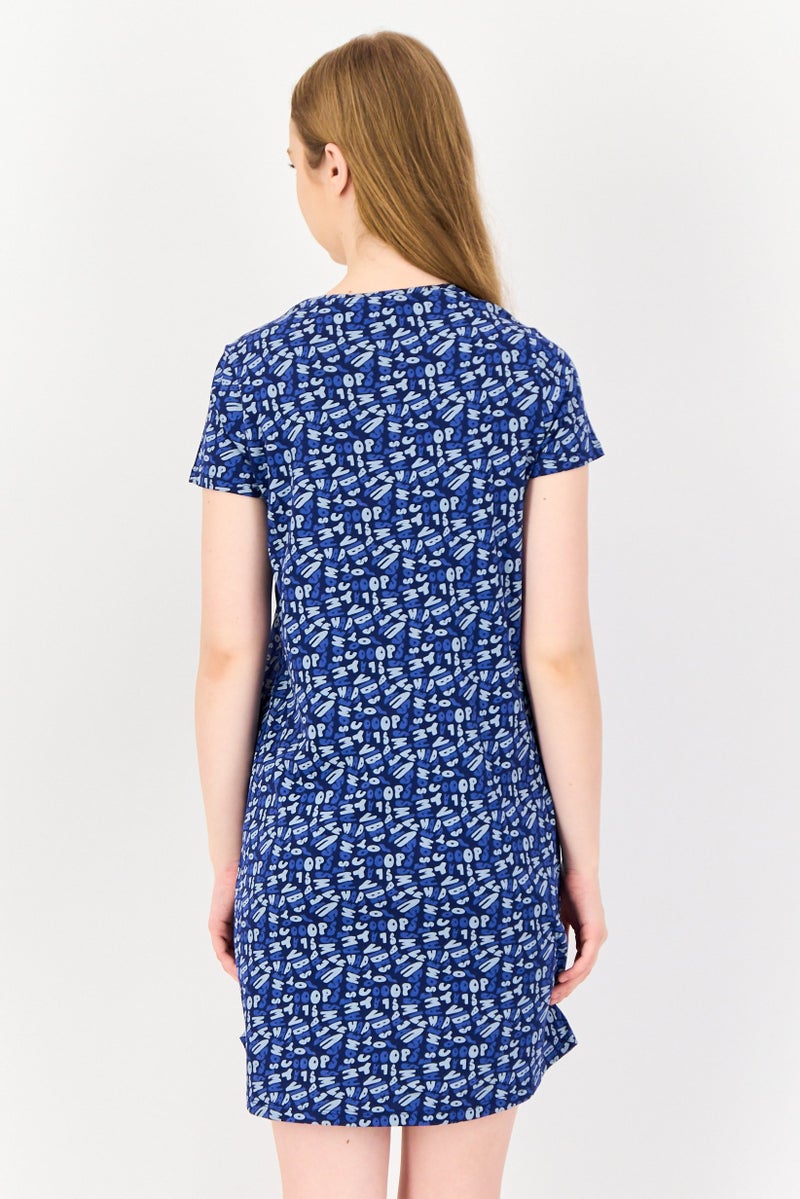 zivame Women All Over Print Short Sleeve Sleep Dress, Multicolor - Image 3