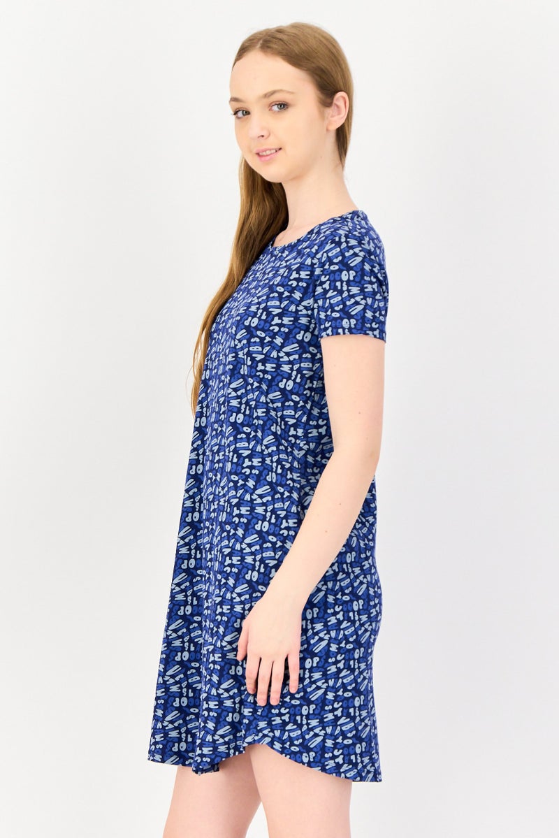 zivame Women All Over Print Short Sleeve Sleep Dress, Multicolor - Image 2