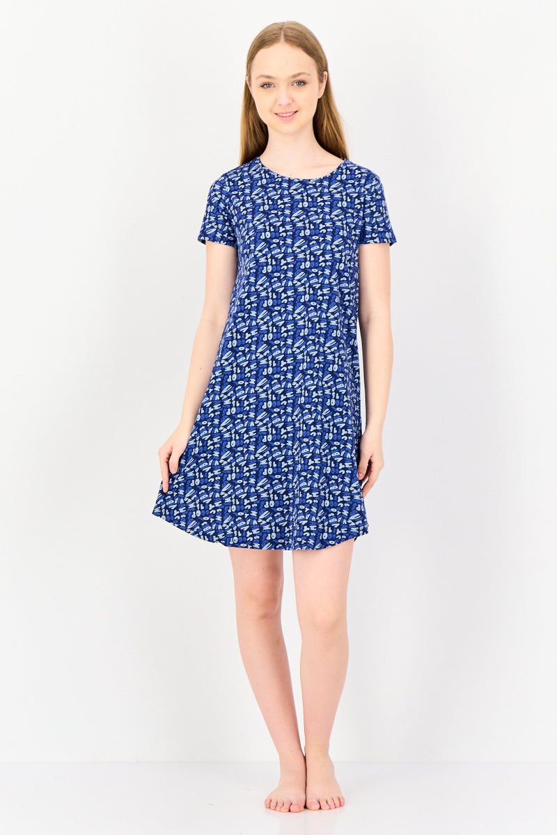 zivame Women All Over Print Short Sleeve Sleep Dress, Multicolor - Image 4