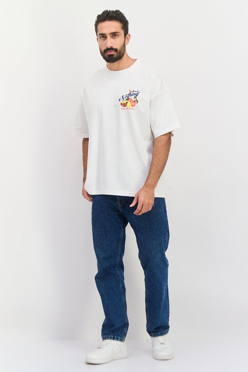 GOOD FOR NOTHING تي شيرتات قصيرة الأكمام للرجال بتصميم جرافيكي، لون أبيض فاتح مدمج - Image 4