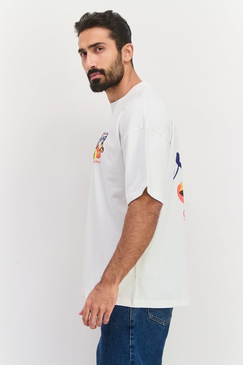 GOOD FOR NOTHING تي شيرتات قصيرة الأكمام للرجال بتصميم جرافيكي، لون أبيض فاتح مدمج - Image 2