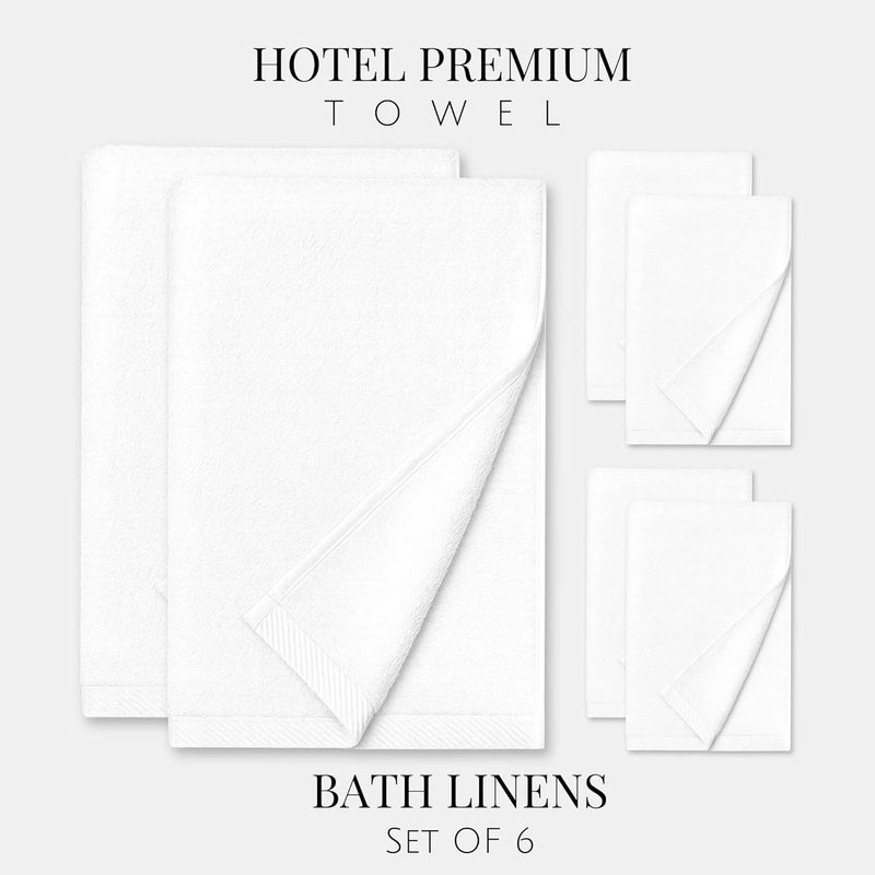 LABHAM - Hotel Premium 700GSM, Pure Cotton, Super Soft, Anti Microbial, Bath Towel (75cm x 150cm) & Hand Towel (40cm x 60cm), Pack of 6 - White - Image 3