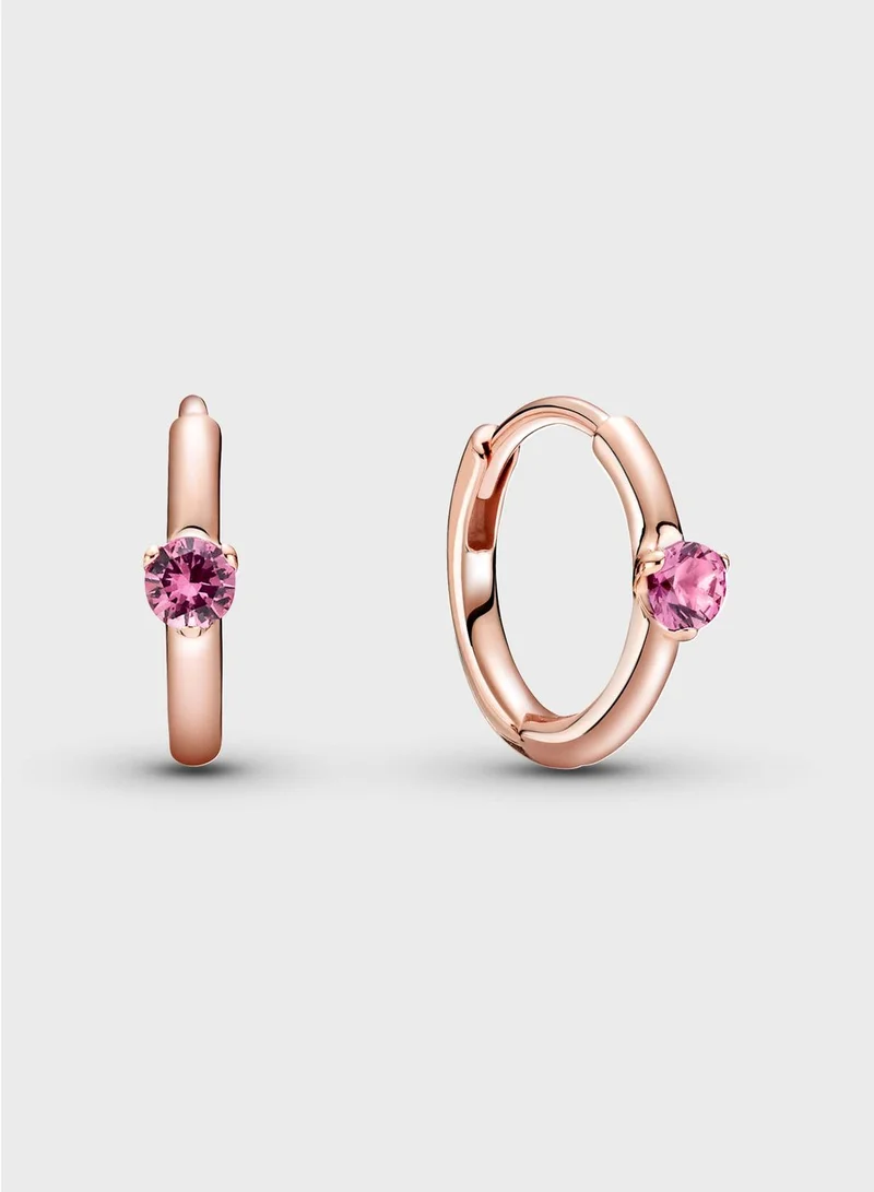 PANDORA Pink Solitaire Huggie Hoop Earrings