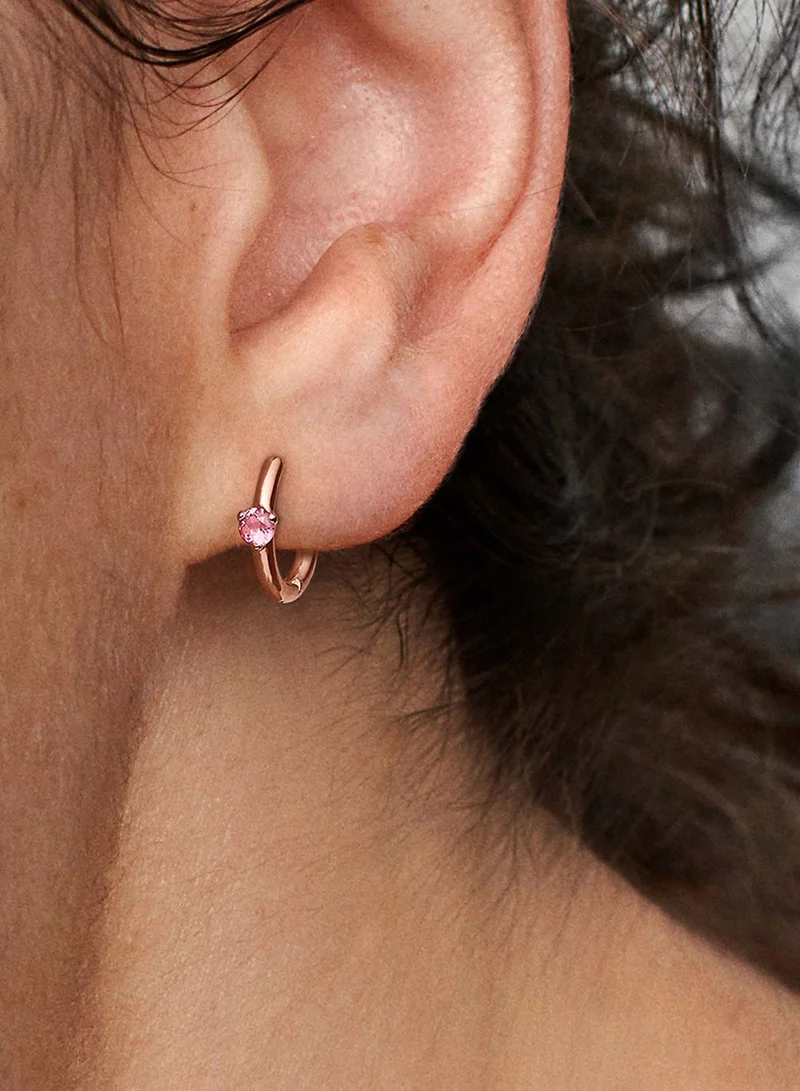 PANDORA Pink Solitaire Huggie Hoop Earrings