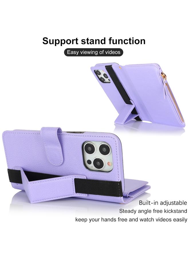 اس-توب جراب لهاتف iPhone 13 Pro Max مزود بسوار معصم وسحاب ومحفظة من الجلد بتقنية RFID - Image 3