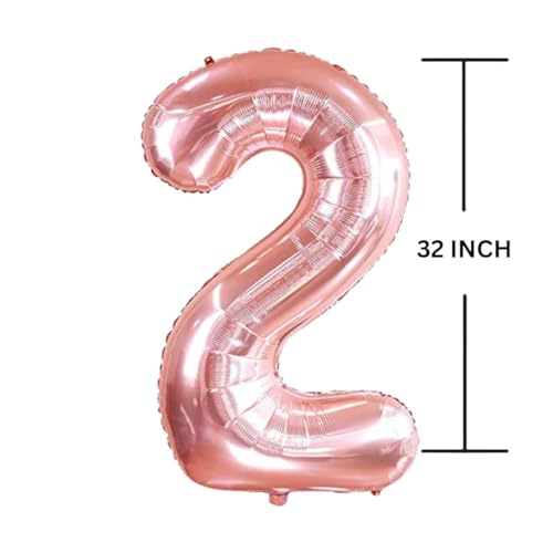 Flavouredlove 32 Inches Rose Gold Number Two Air or Helium Balloon Party Decoration Pack of 1 | 2 number Balloons Birthday/Anniversary (ROSE GOLD 2) - Image 2