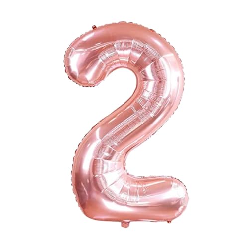 Flavouredlove 32 Inches Rose Gold Number Two Air or Helium Balloon Party Decoration Pack of 1 | 2 number Balloons Birthday/Anniversary (ROSE GOLD 2) - Image 1
