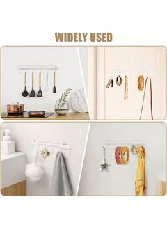 Generic Kitchen Utensil Rack Wall Mount, White Adhesive Kitchen Utensil Hanger No Drilling Kitchen Utensil Holder Space Saving Kitchen Wall Hooks for Kitchen Bathroom Camper (2 Pcs)  - Image 3