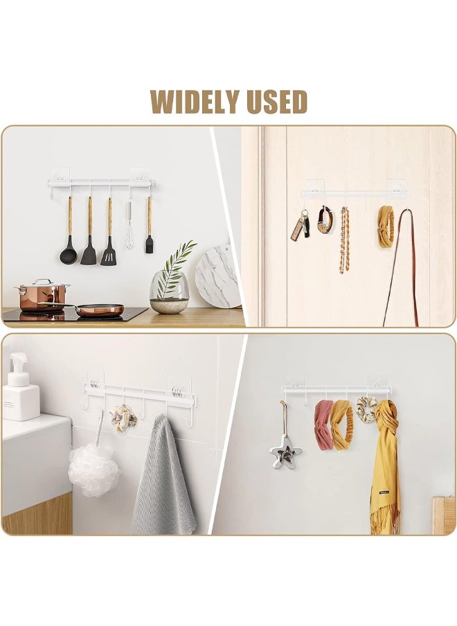 Generic Kitchen Utensil Rack Wall Mount, White Adhesive Kitchen Utensil Hanger No Drilling Kitchen Utensil Holder Space Saving Kitchen Wall Hooks for Kitchen Bathroom Camper (2 Pcs)  - Image 3