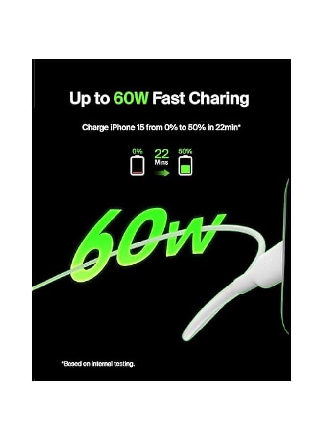 USB-C to USB-C Cable (2M/6.6ft), USB-C Fast Charging Cable for iPhone 15, iPhone 15 Pro, iPhone 15 Pro Max, iPhone 15 Plus, Galaxy S24, S23, Note, Pixel, iPad Pro, USB-C Cable - White - Image 2