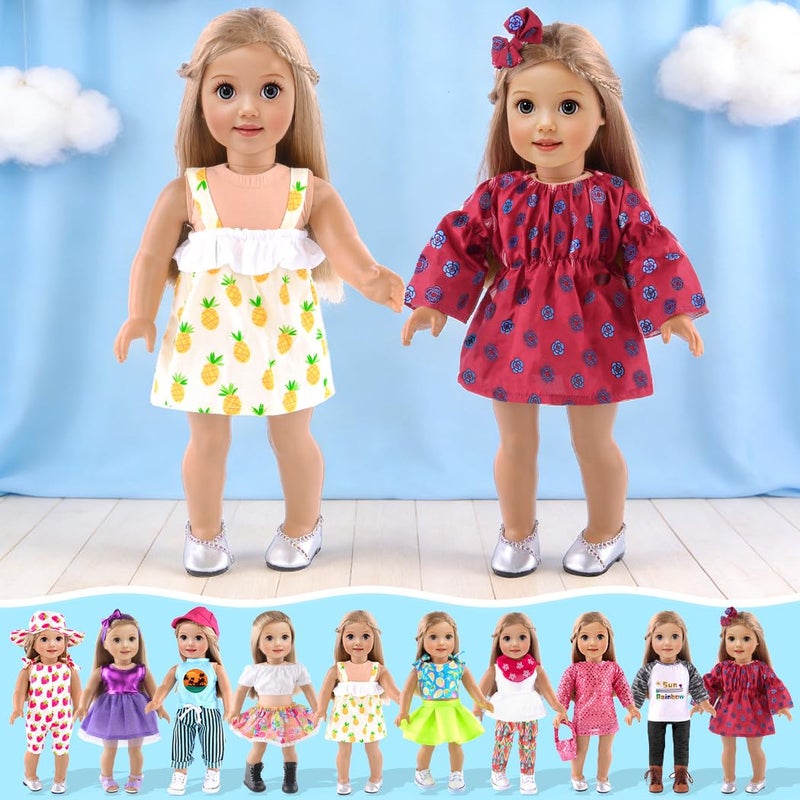 ebuddy 10 Sets 18 Inch Doll Clothes and Accessories - Fashion Outfits Fit for 18 inch Dolls 18 Inch Doll - Image 4