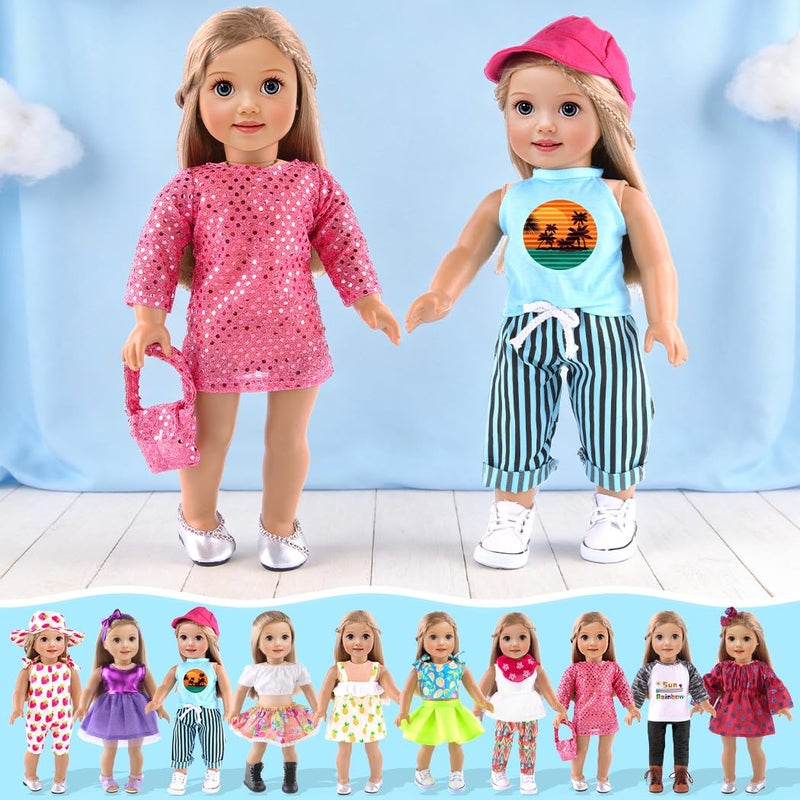 ebuddy 10 Sets 18 Inch Doll Clothes and Accessories - Fashion Outfits Fit for 18 inch Dolls 18 Inch Doll - Image 5