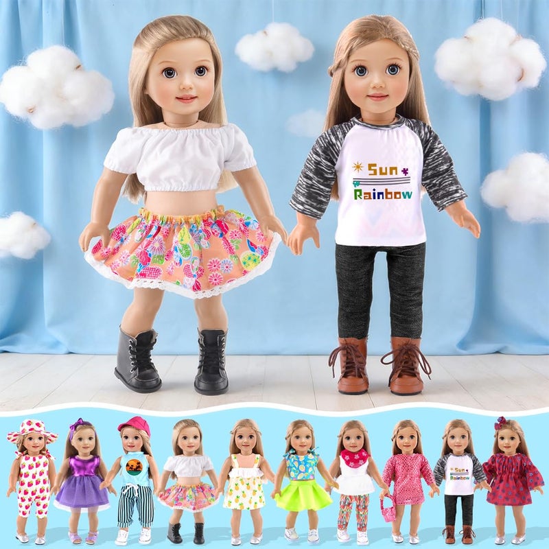 ebuddy 10 Sets 18 Inch Doll Clothes and Accessories - Fashion Outfits Fit for 18 inch Dolls 18 Inch Doll - Image 3