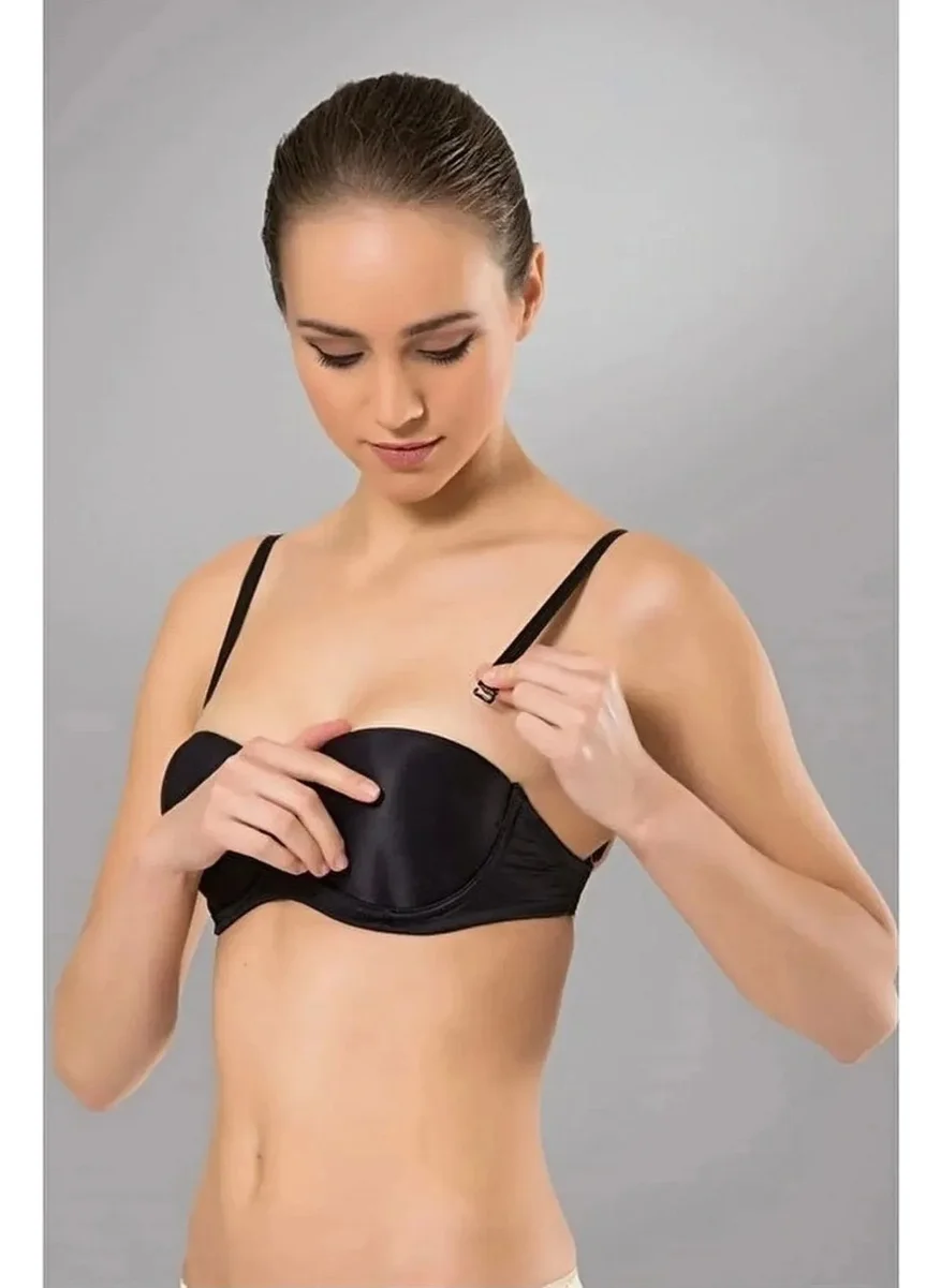 نورتيكس 1502 Women's Underwire Non-Supported Cupped Strapless Bra - Black
